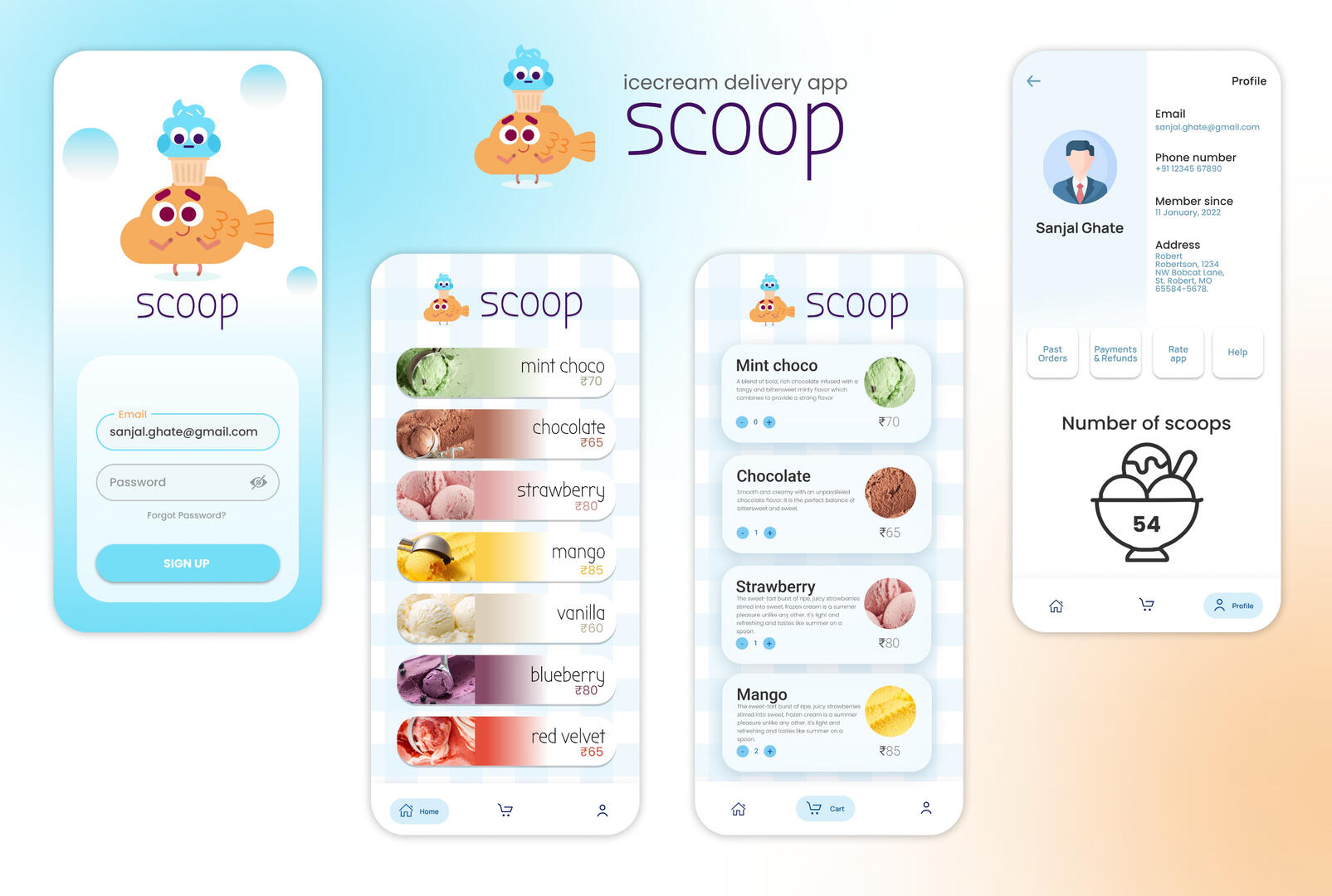 scoop is an icecream delivery app